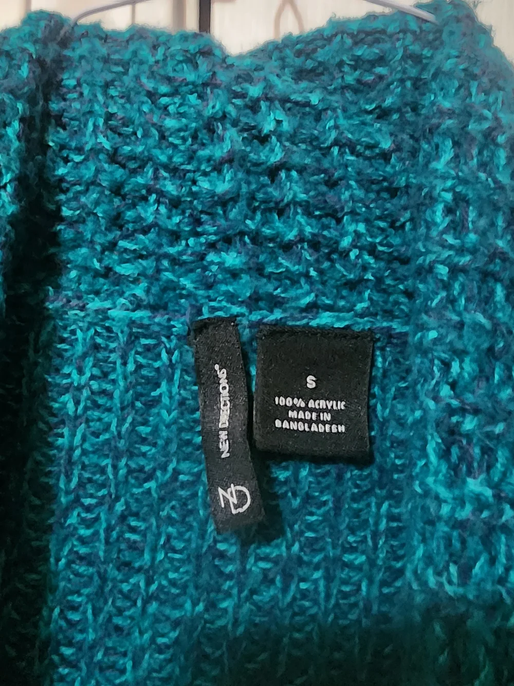 new directions Teal Open-Front Knit Cardigan
